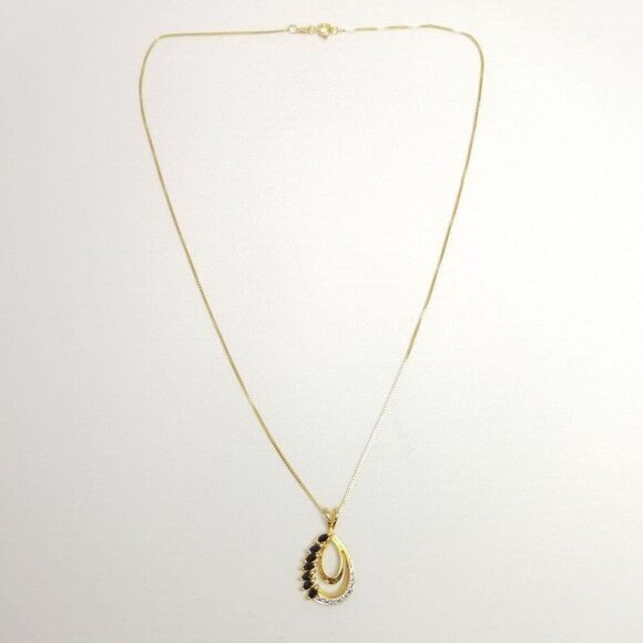 Vintage Sterling Silver Drop Shape Pendant with Chain, Gold Plated, Estate - Picture 10 of 10